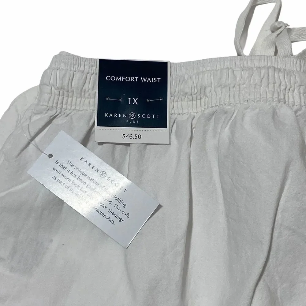 KAREN Scott White Comfort Waist Capri Pants 1x Nwt